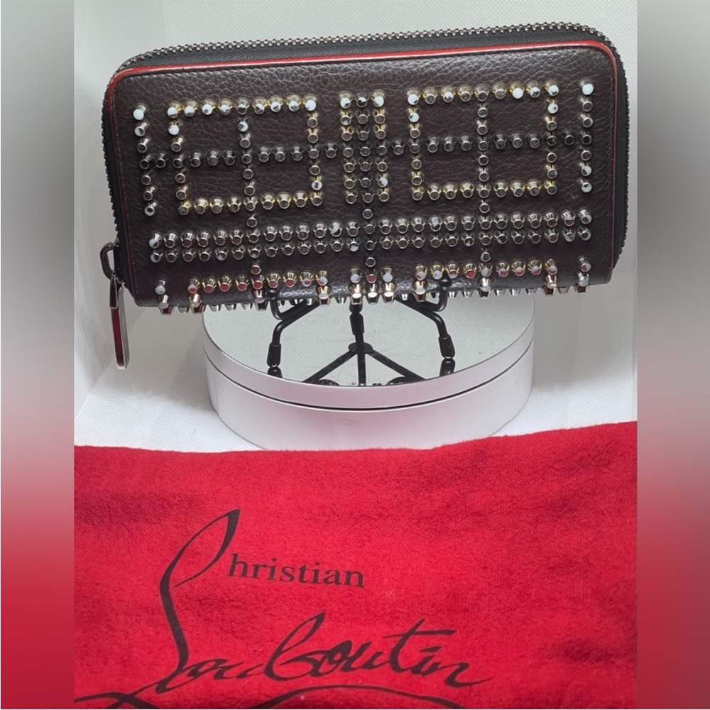 Christian Louboutin Black Wallet with Silver Studs